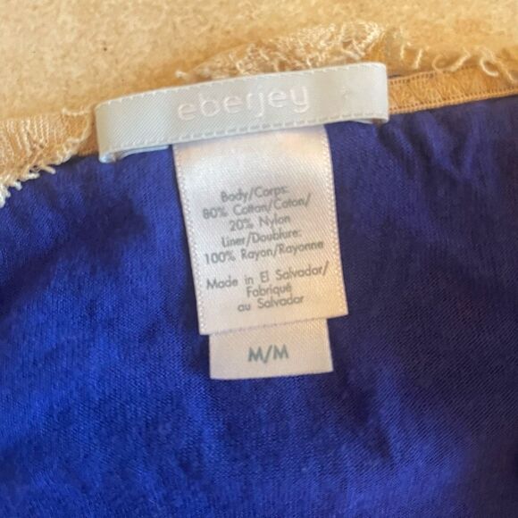 Eberjay Lace Crochet Tank Top Cami Women’s Size Medium Tan Blue Y2K Copped - Picture 2 of 4